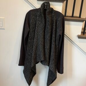 Prana Charcoal and Black Draped Cardigan